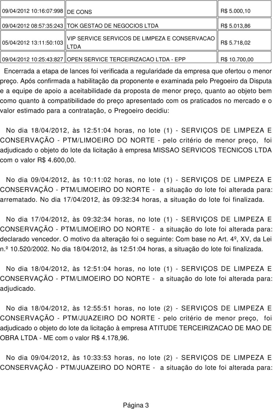 Após confirmada a habilitação da proponente e examinada pelo Pregoeiro da Disputa e a equipe de apoio a aceitabilidade da proposta de menor preço, quanto ao objeto bem como quanto à compatibilidade