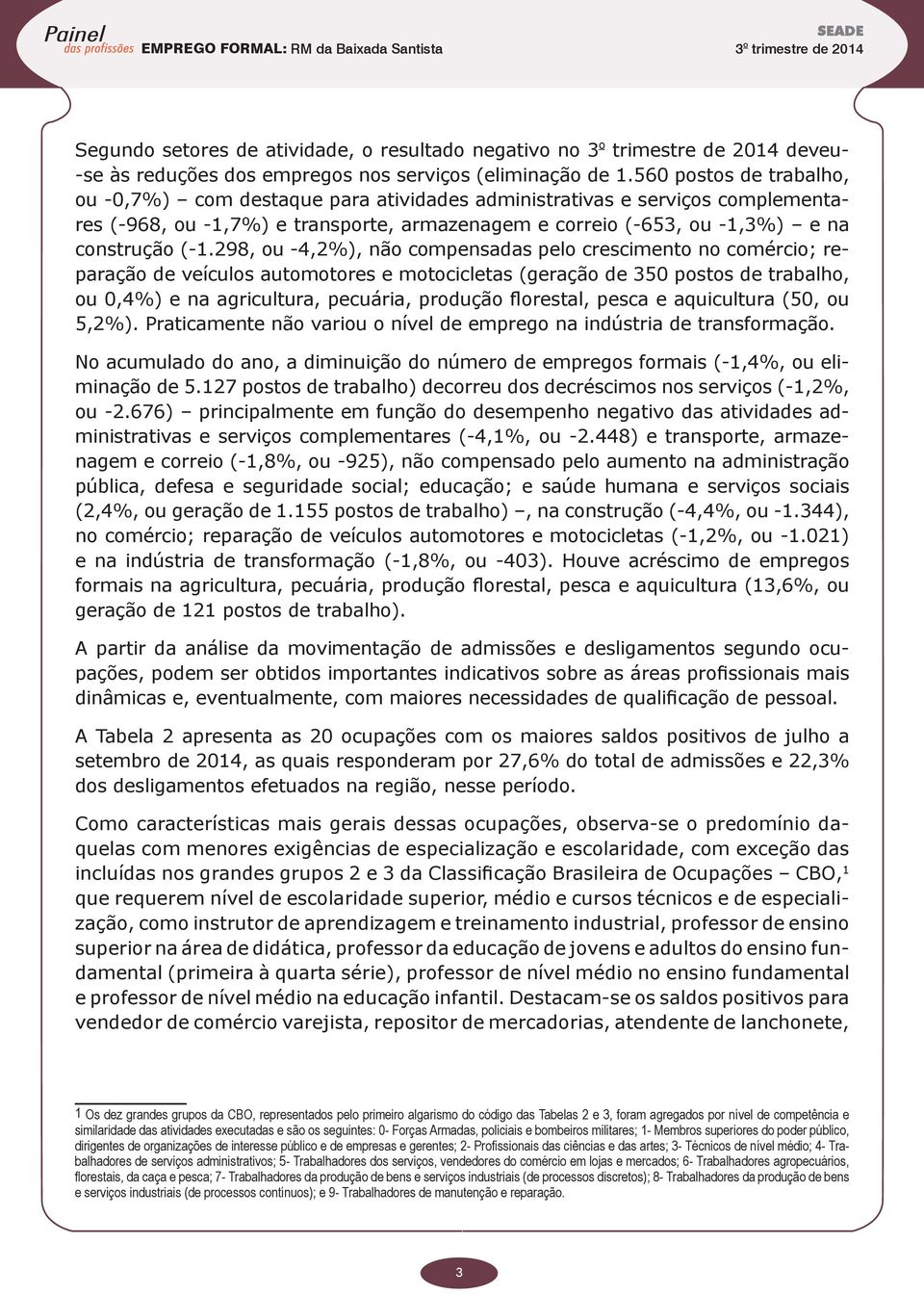 298, ou -4,2%), não compensadas pelo crescimento no comércio; reparação de veículos automotores e motocicletas (geração de 350 postos de trabalho, ou 0,4%) e na agricultura, pecuária, produção