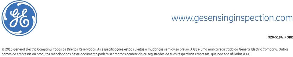 A GE é uma marca registrada da General Electric Company.