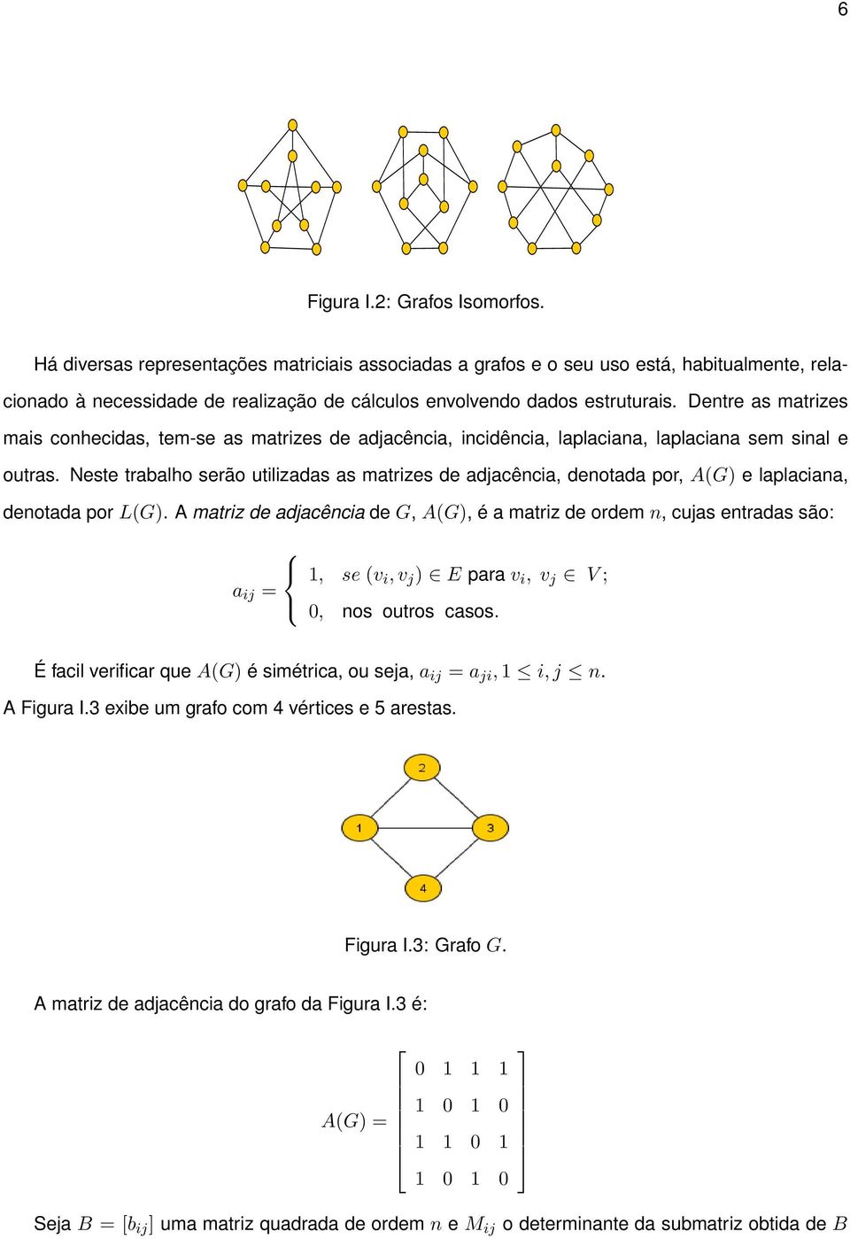 Dentre as matrizes mais conhecidas, tem-se as matrizes de adjacência, incidência, laplaciana, laplaciana sem sinal e outras.