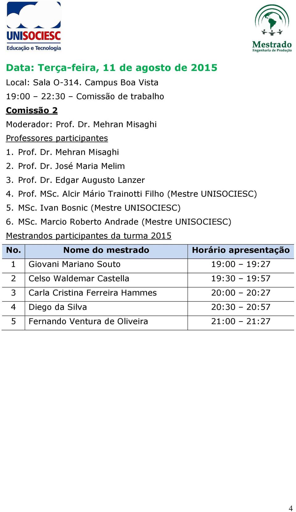 Alcir Mário Trainotti Filho (Mestre UNISOCIESC) 5. MSc.