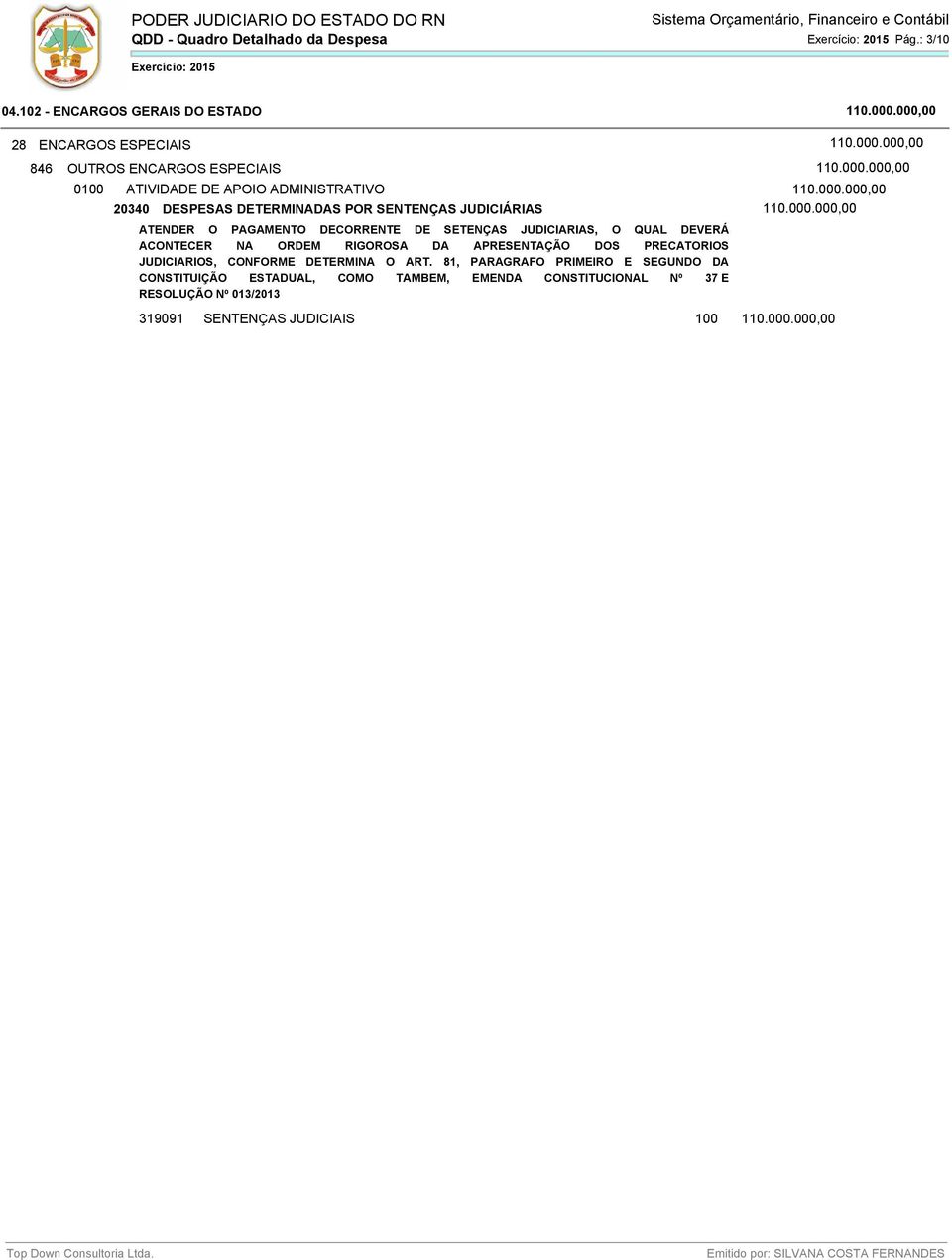 DECORRENTE DE SETENÇAS JUDICIARIAS, O QUAL DEVERÁ ACONTECER NA ORDEM RIGOROSA DA APRESENTAÇÃO DOS PRECATORIOS JUDICIARIOS, CONFORME DETERMINA O ART.