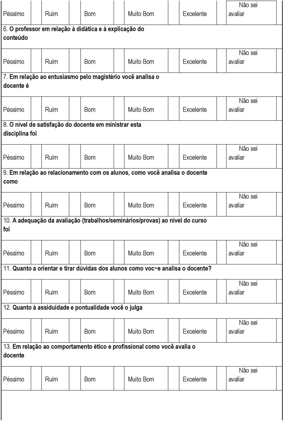 Em relação ao relacionamento com os alunos, como você analisa o docente como 10.