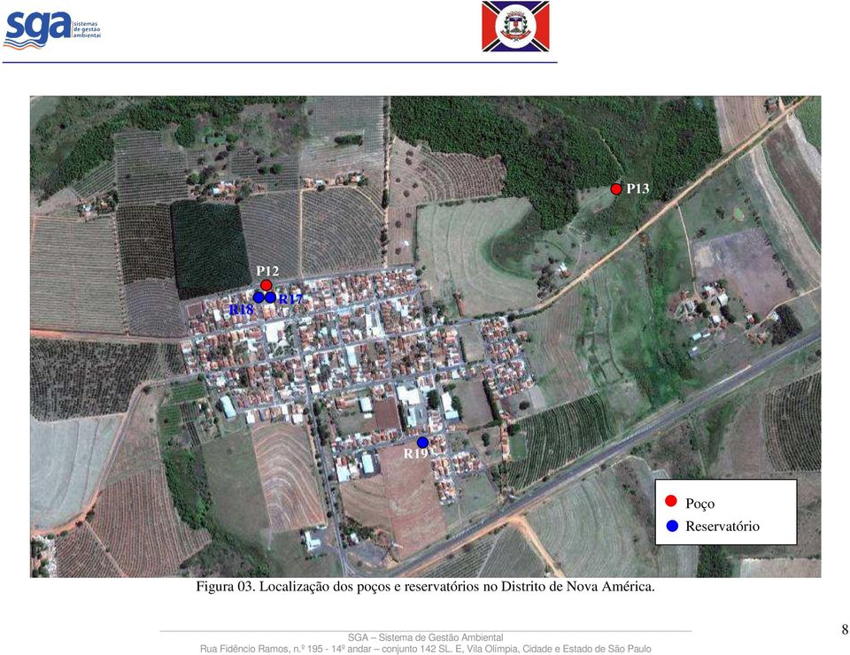 Localização dos poços e