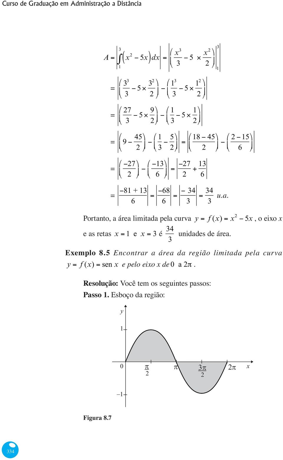 . Portnto, áre limitd pel curv f () 5, o eio e s rets e é uniddes de áre.