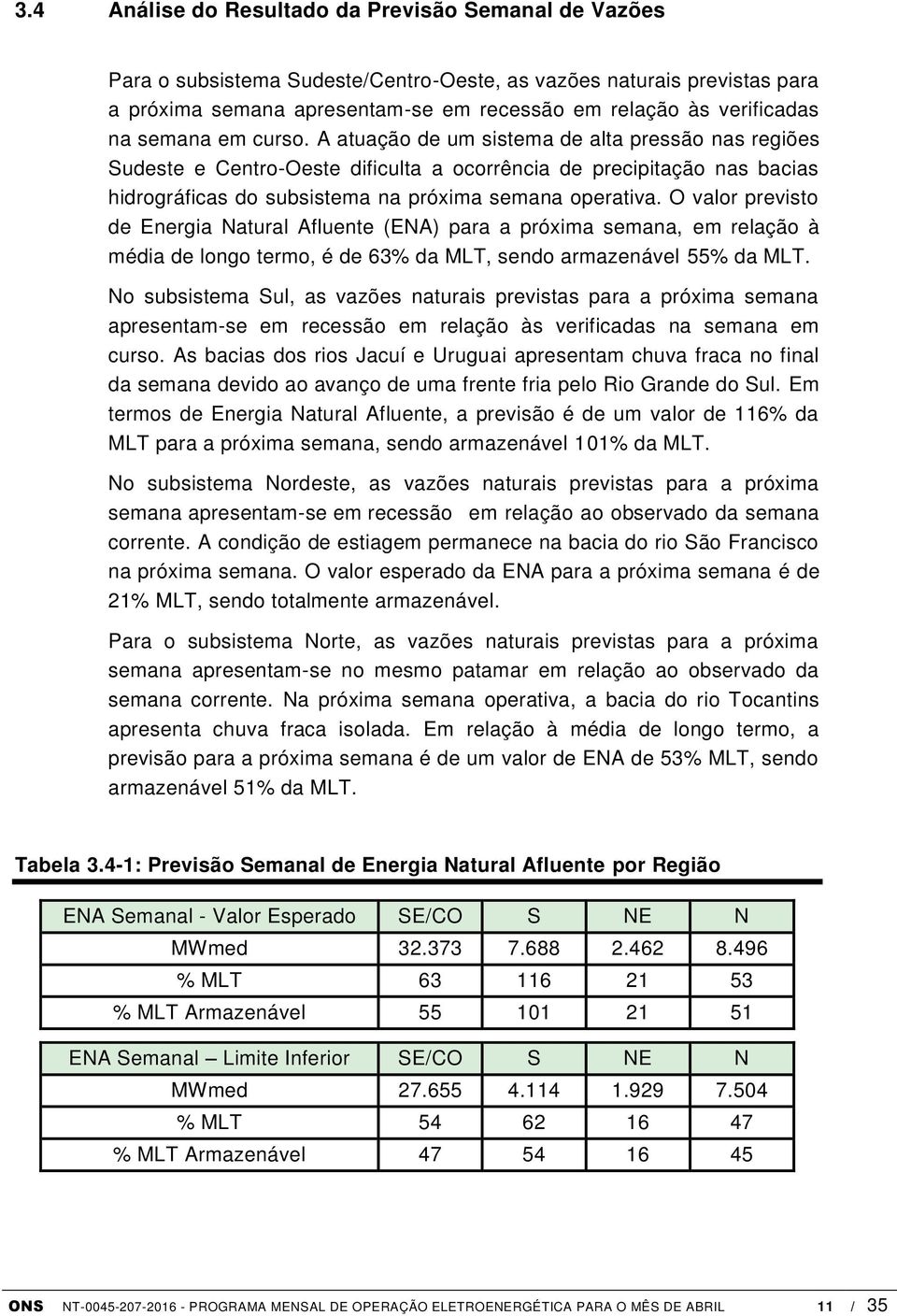 A atuação de um sistema de alta pressão nas regiões Sudeste e Centro-Oeste dificulta a ocorrência de precipitação nas bacias hidrográficas do subsistema na próxima semana operativa.