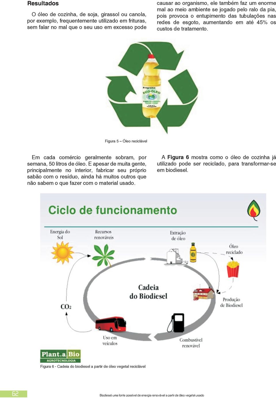 Figura 5 Óleo reciclável Em cada comércio geralmente sobram, por semana, 50 litros de óleo.