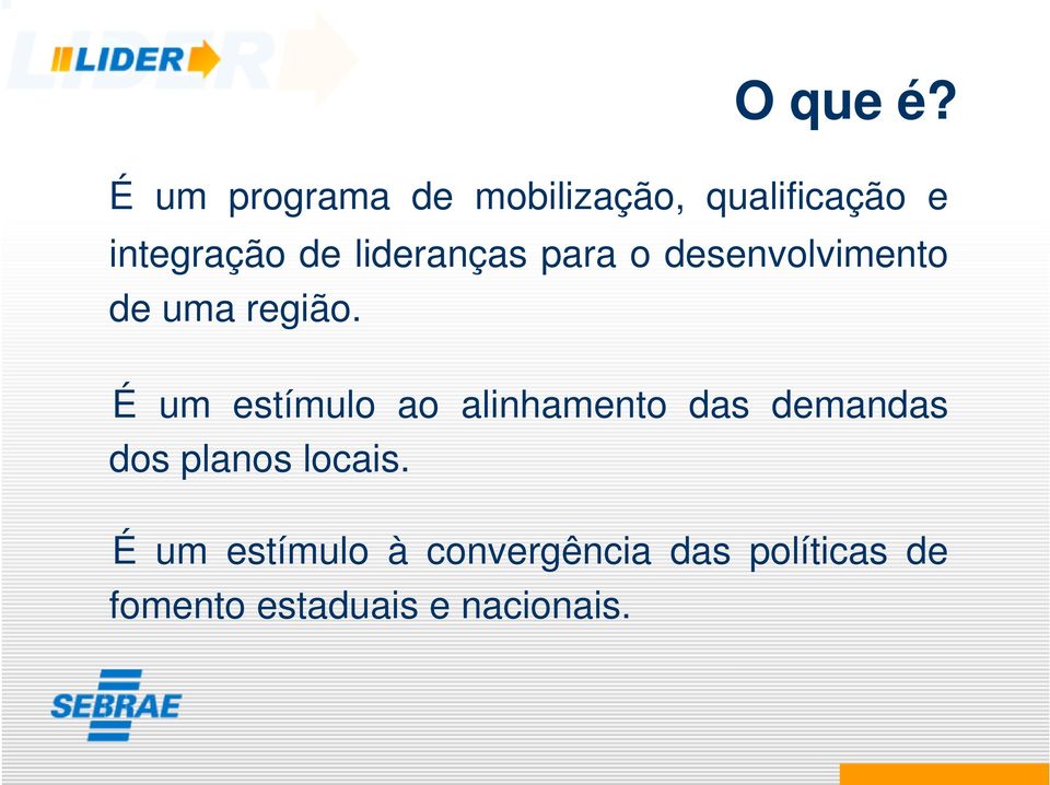 lideranças para o desenvolvimento de uma região.