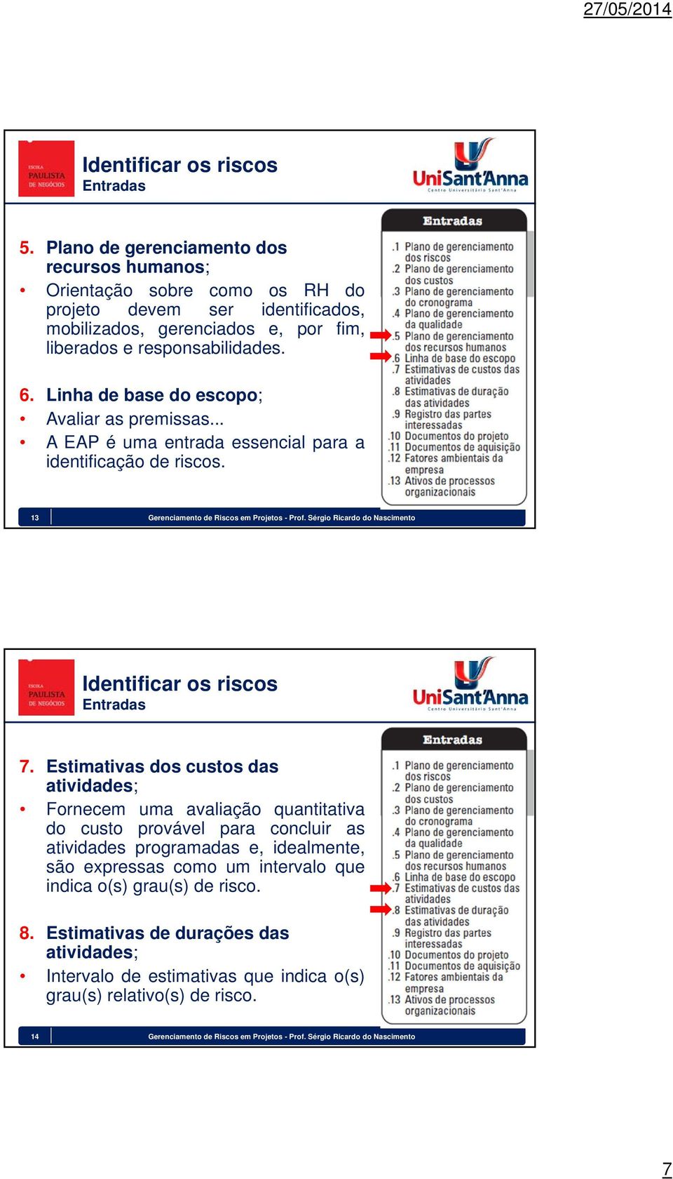 Estimativas dos custos das atividades; Fornecem uma avaliação quantitativa do custo provável para concluir as atividades programadas e, idealmente, são expressas como um intervalo que indica o(s)