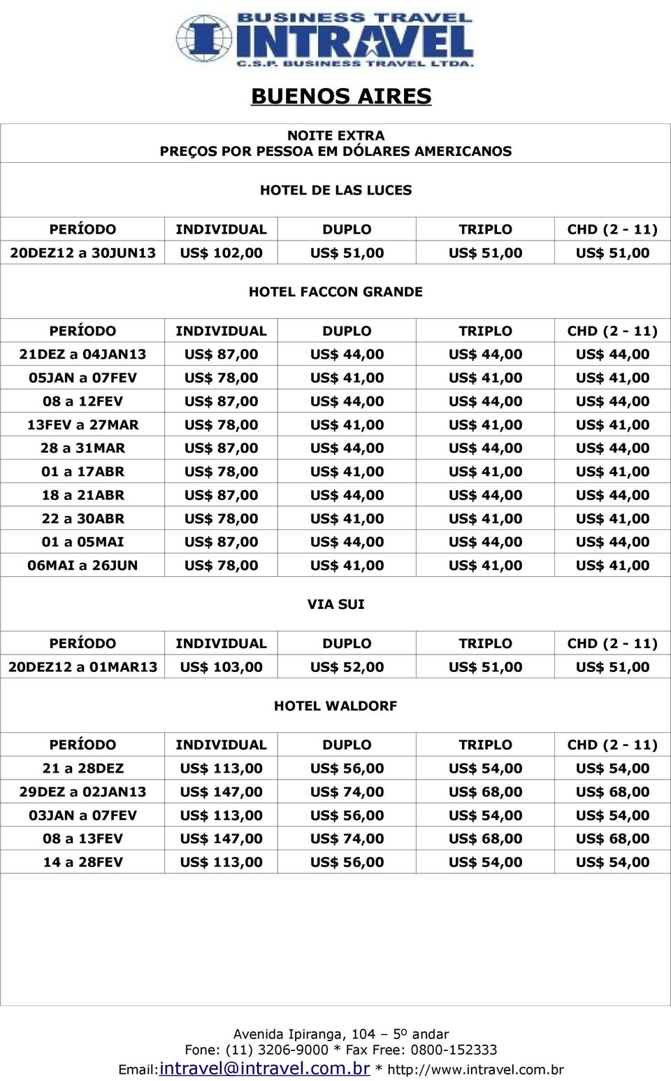 US$ 44,00 US$ 44,00 US$ 44,00 01 a 17ABR US$ 78,00 US$ 41,00 US$ 41,00 US$ 41,00 18 a 21ABR US$ 87,00 US$ 44,00 US$ 44,00 US$ 44,00 22 a 30ABR US$ 78,00 US$ 41,00 US$ 41,00 US$ 41,00 01 a 05MAI US$