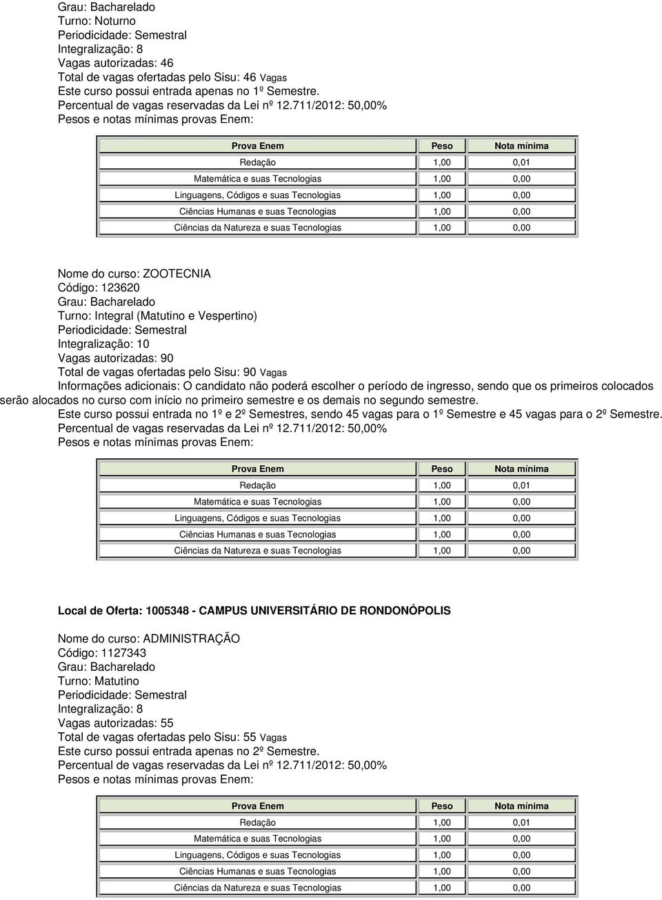 Semestre e 45 vagas para o 2º Semestre.