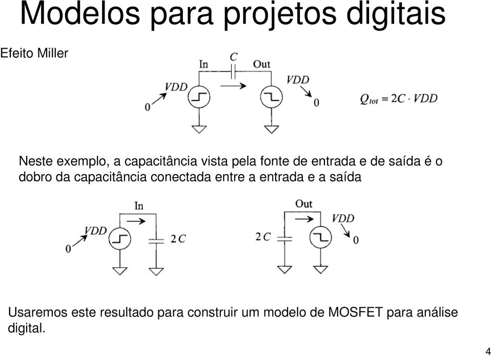 capacitância conectada entre a entrada e a saída Usaremos este