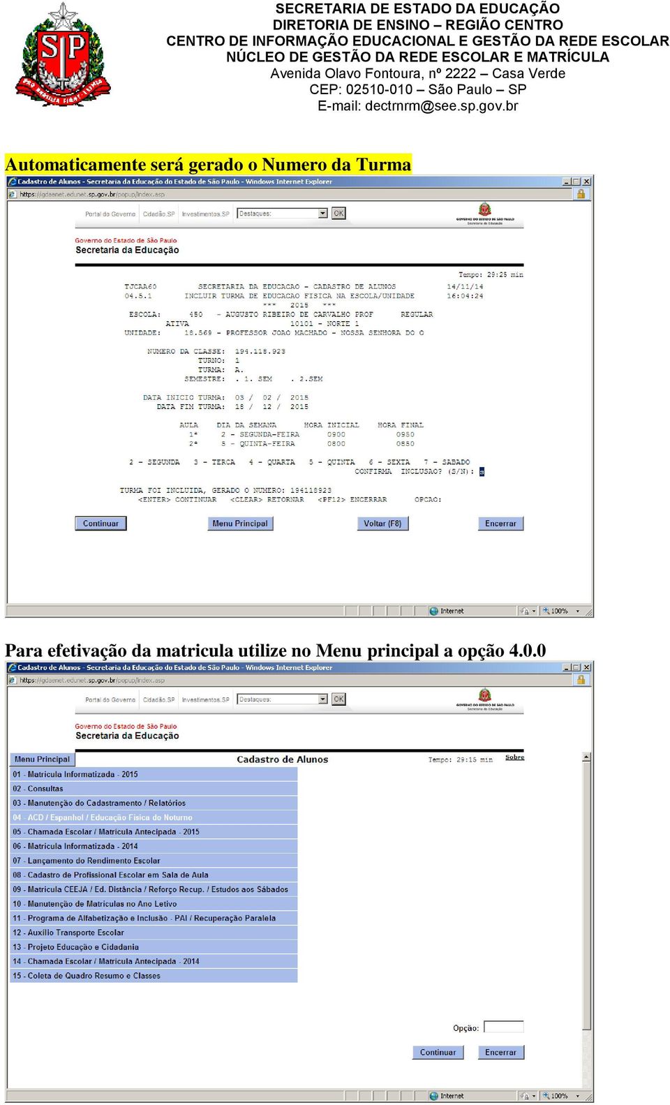 efetivação da matricula