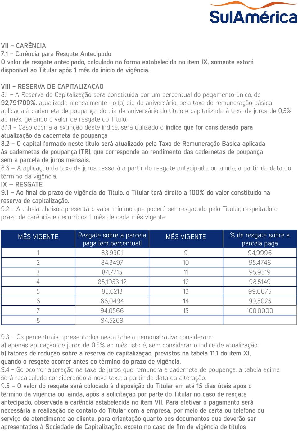 1 - A Reserva de Capitalização será constituída por um percentual do pagamento único, de 92,791700%, atualizada mensalmente no (a) dia de aniversário, pela taxa de remuneração básica aplicada à