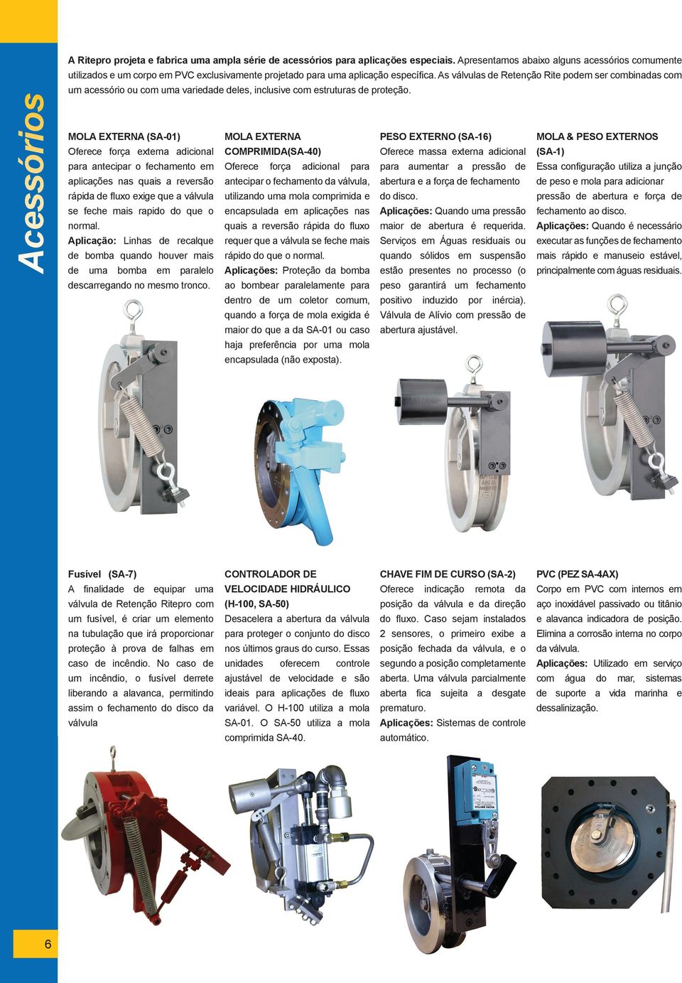 s válvulas de Retenção Rite podem ser combinadas com um acessório ou com uma variedade deles, inclusive com estruturas de proteção.