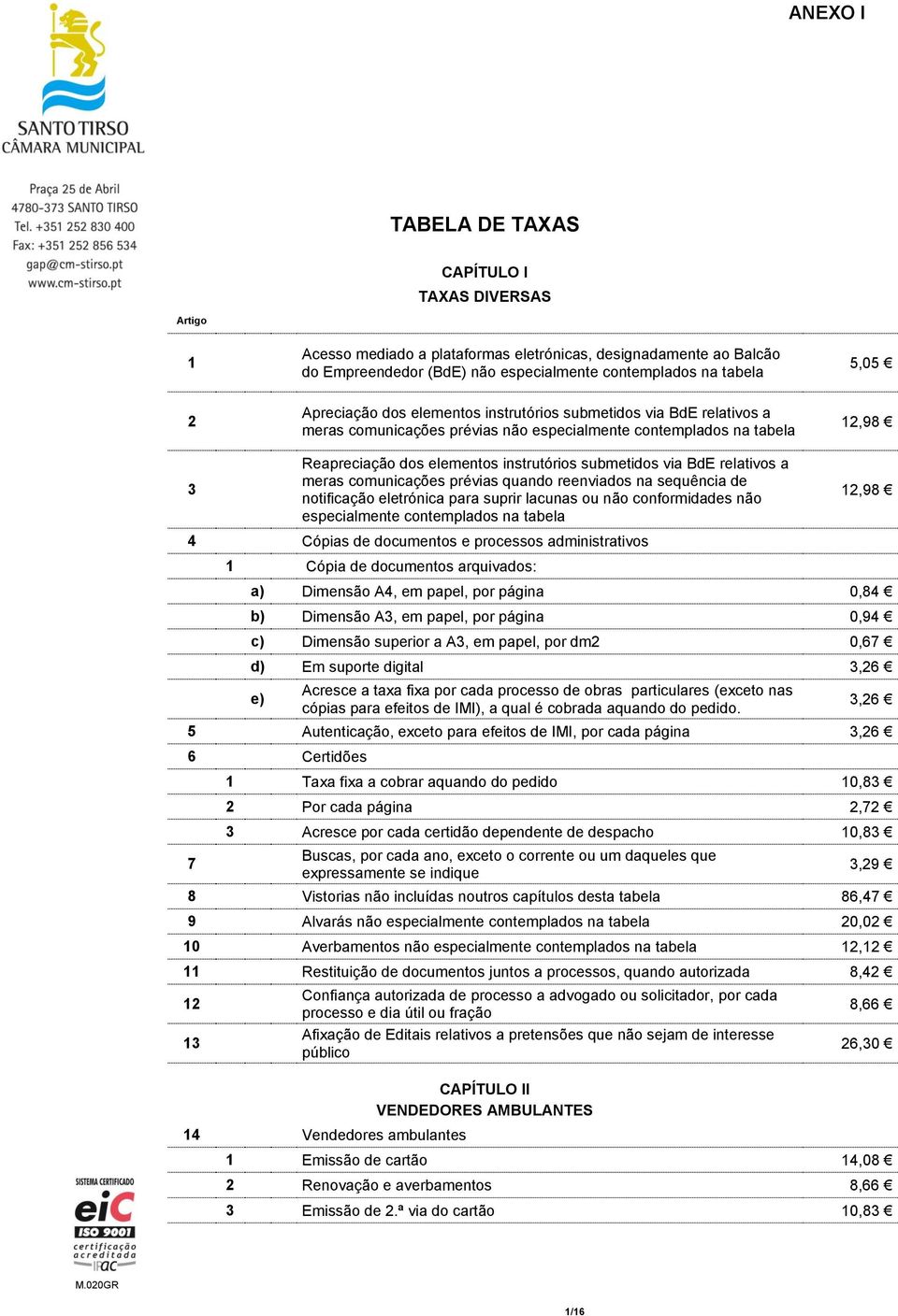 relativos a meras comunicações prévias quando reenviados na sequência de notificação eletrónica para suprir lacunas ou não conformidades não especialmente contemplados na tabela,98,98 4 Cópias de