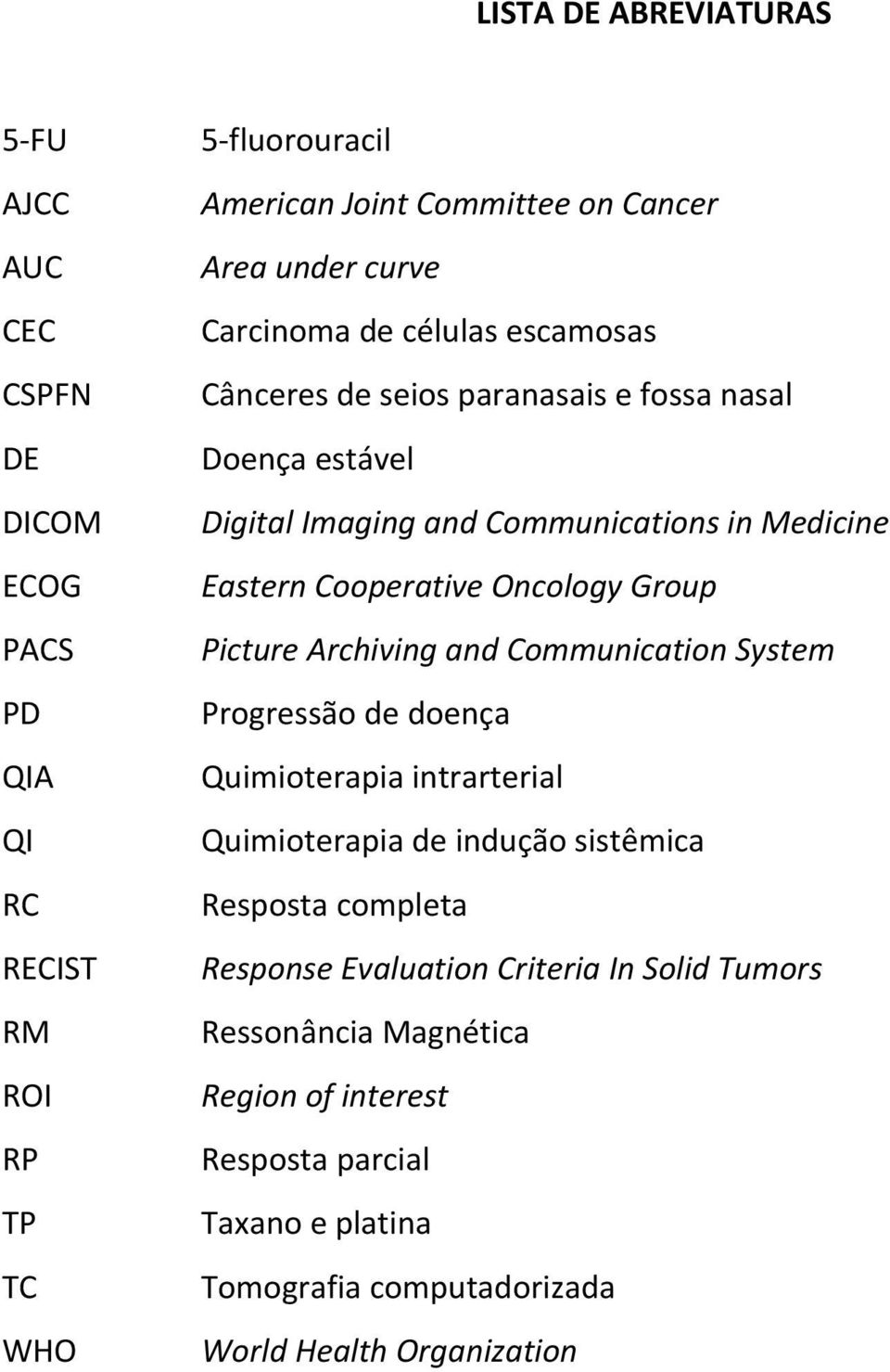 Cooperative Oncology Group Picture Archiving and Communication System Progressão de doença Quimioterapia intrarterial Quimioterapia de indução sistêmica Resposta