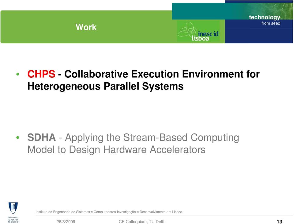Systems SDHA - Applying the Stream-Based