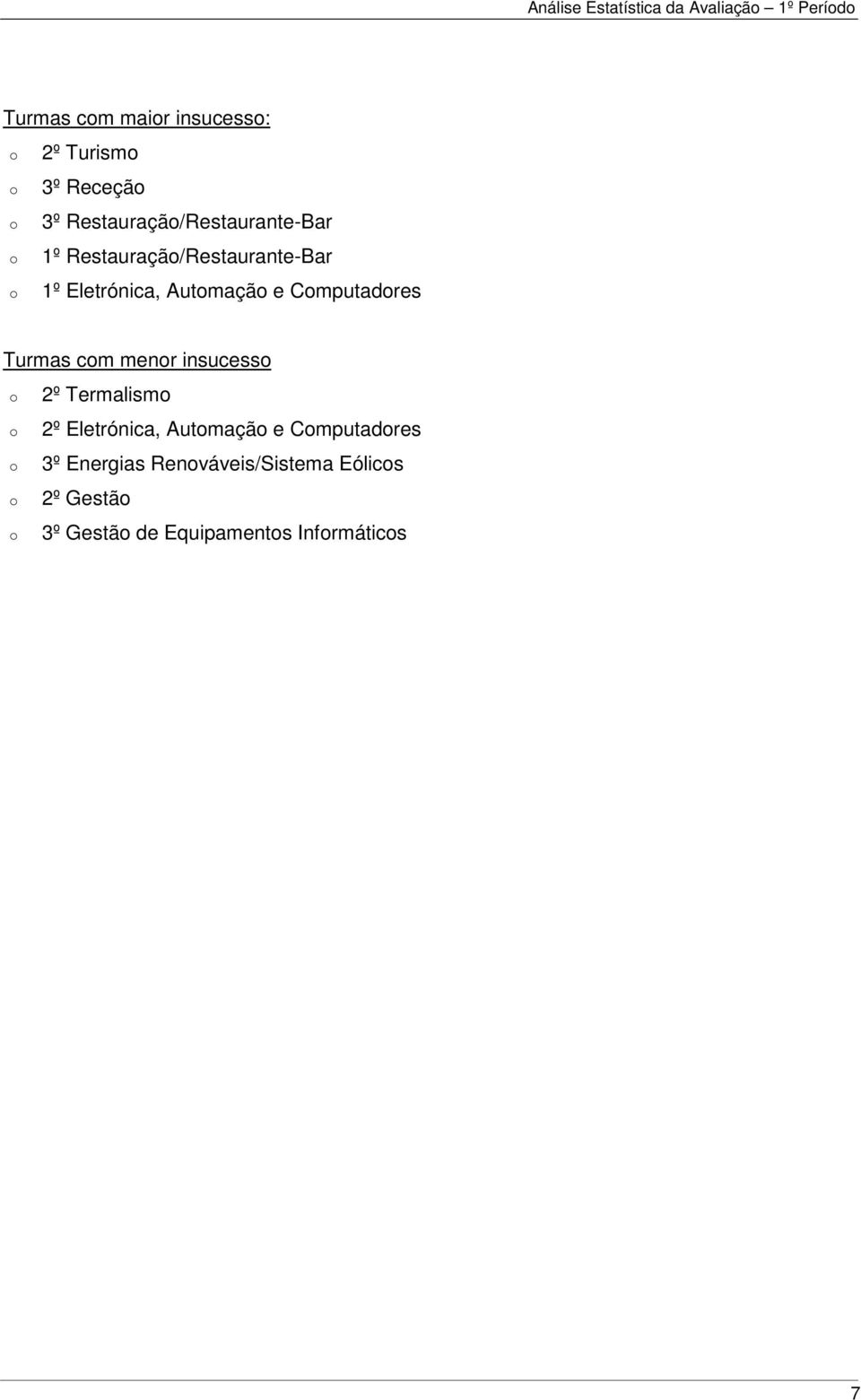 Autmaçã e Cmputadres Turmas cm menr insucess 2º Termalism 2º Eletrónica, Autmaçã e