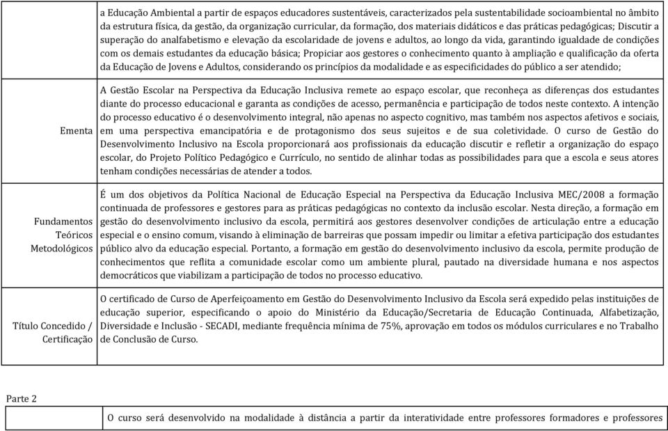 demais estudantes da educação básica; Propiciar aos gestores o conhecimento quanto à ampliação e qualificação da oferta da Educação de Jovens e Adultos, considerando os princípios da modalidade e as