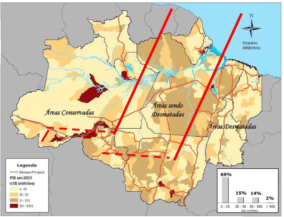 Desmatadas 69% 15% 14% 2%