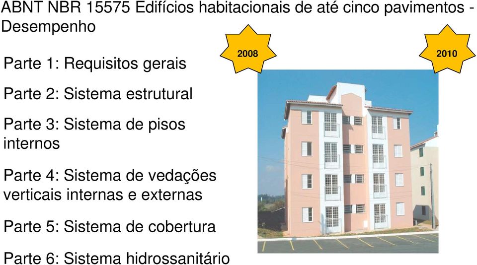 estrutural Parte 3: Sistema de pisos internos Parte 4: Sistema de vedações