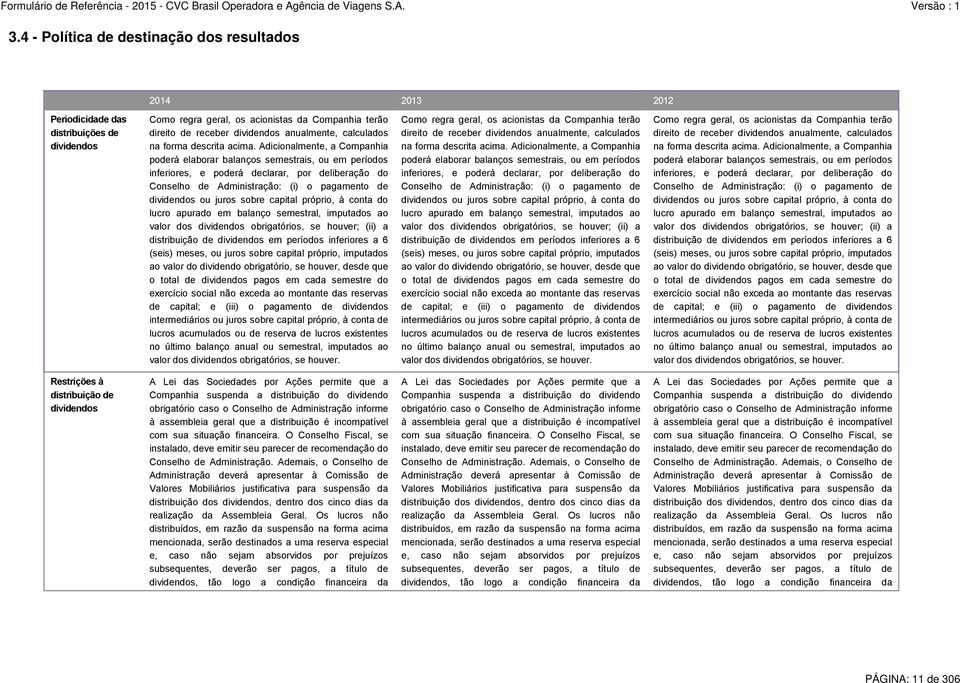 Adicionalmente, a Companhia poderá elaborar balanços semestrais, ou em períodos inferiores, e poderá declarar, por deliberação do Conselho de Administração: (i) o pagamento de dividendos ou juros