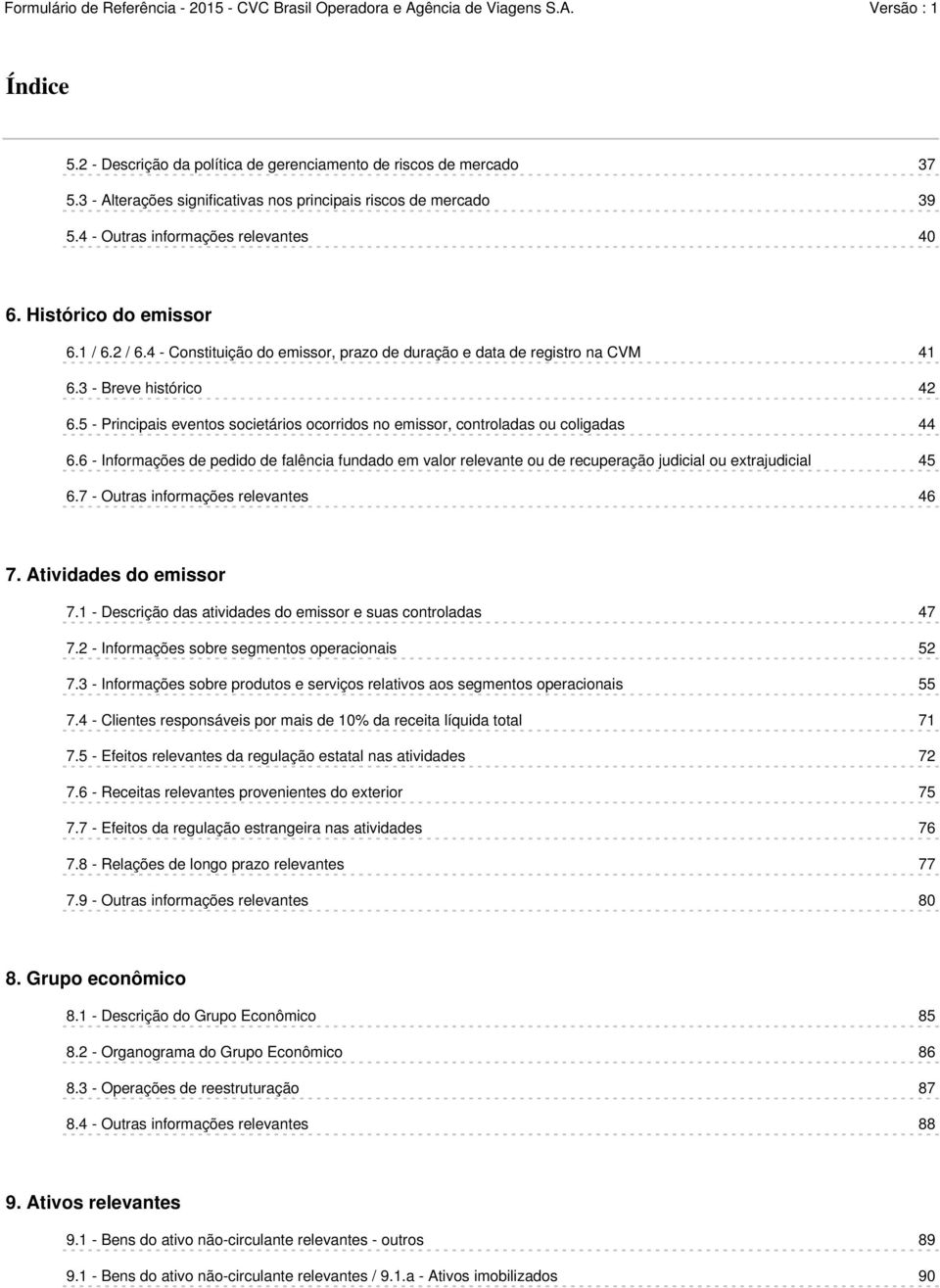 5 - Principais eventos societários ocorridos no emissor, controladas ou coligadas 44 6.