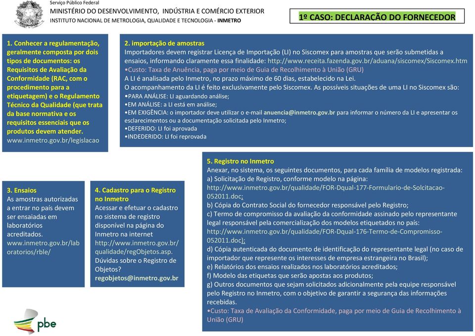 Qualidade (que trata da base normativa e os requisitos essenciais que os produtos devem atender. www.inmetro.gov.br/legislacao 2.