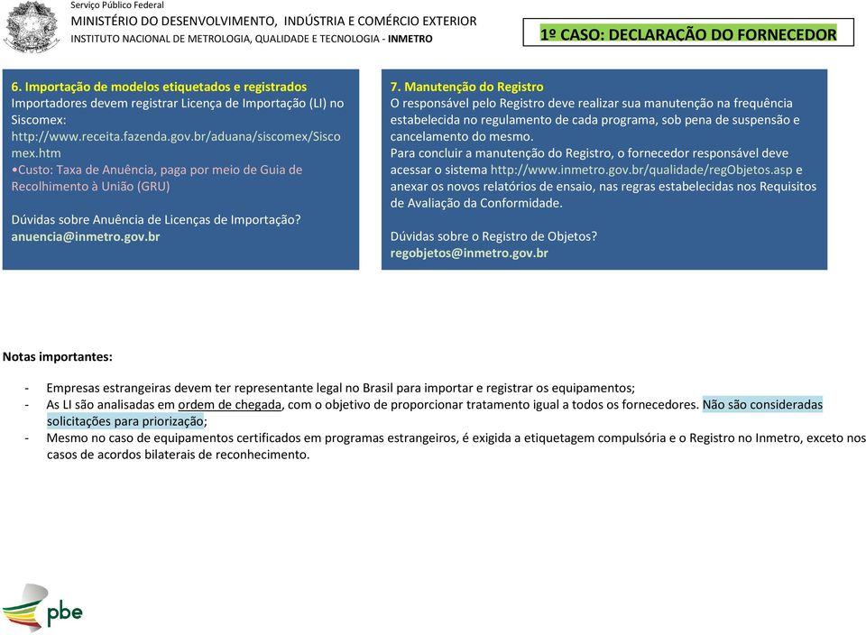 Manutenção do Registro O responsável pelo Registro deve realizar sua manutenção na frequência estabelecida no regulamento de cada programa, sob pena de suspensão e cancelamento do mesmo.