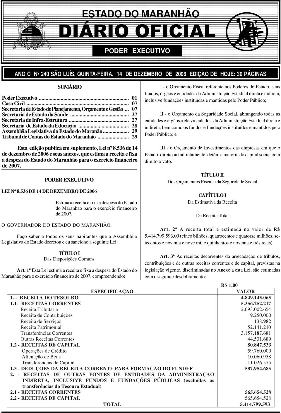 .. 07 Secretaria de Estado de Planejamento, Orçamento e Gestão... 07 Secretaria de Estado da Saúde... 27 Secretaria de Infra-Estrutura... 27 Secretaria de Estado da Educação.