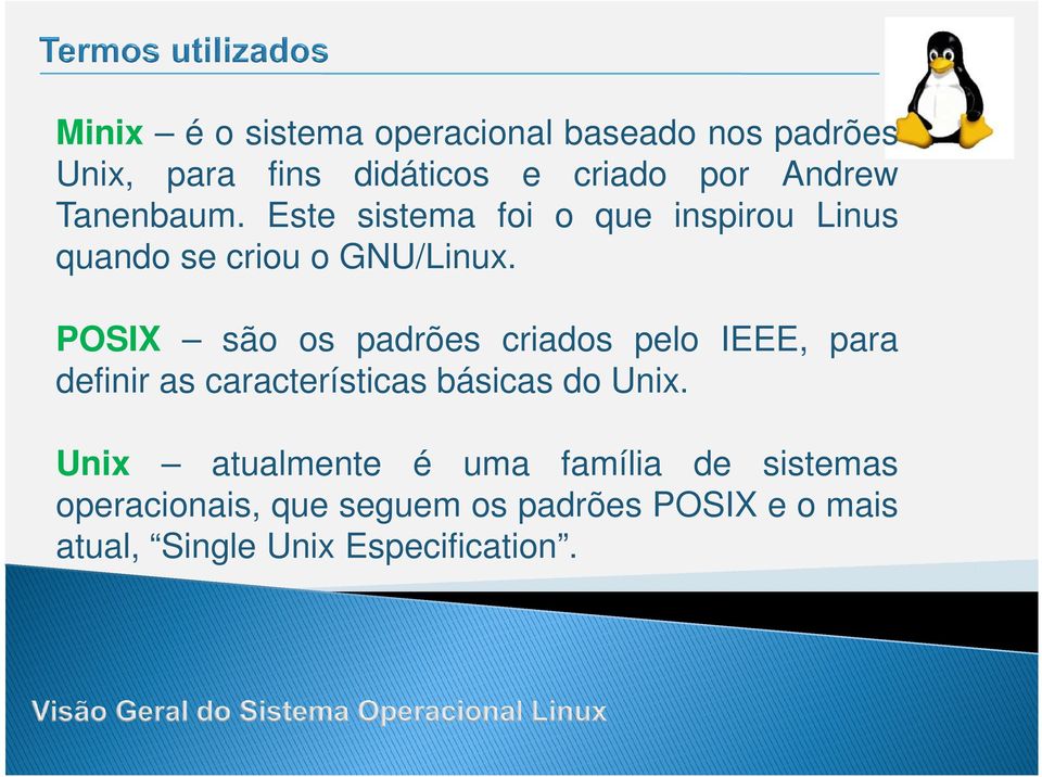 POSIX são os padrões criados pelo IEEE, para definir as características básicas do Unix.