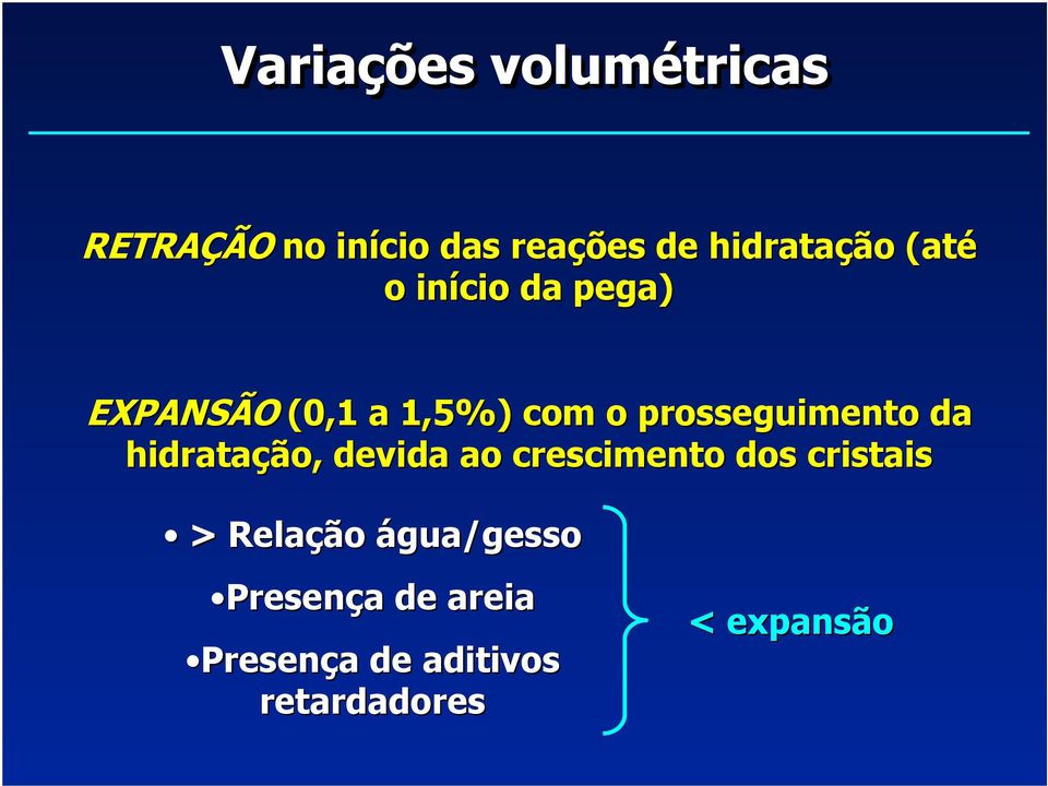 prosseguimento da hidratação, devida ao crescimento dos cristais >