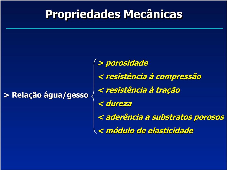 resistência à tração < dureza < aderência a