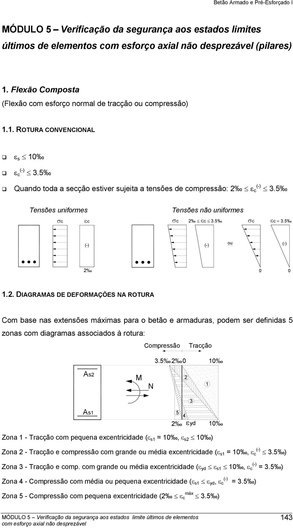 ε c (-) 3.5 Tensões uniformes Tensões não uniformes σc εc σc 2 