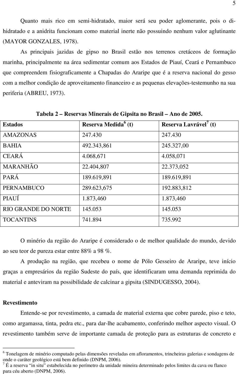 fisiograficamente a Chapadas do Araripe que é a reserva nacional do gesso com a melhor condição de aproveitamento financeiro e as pequenas elevações-testemunho na sua periferia (ABREU, 1973).
