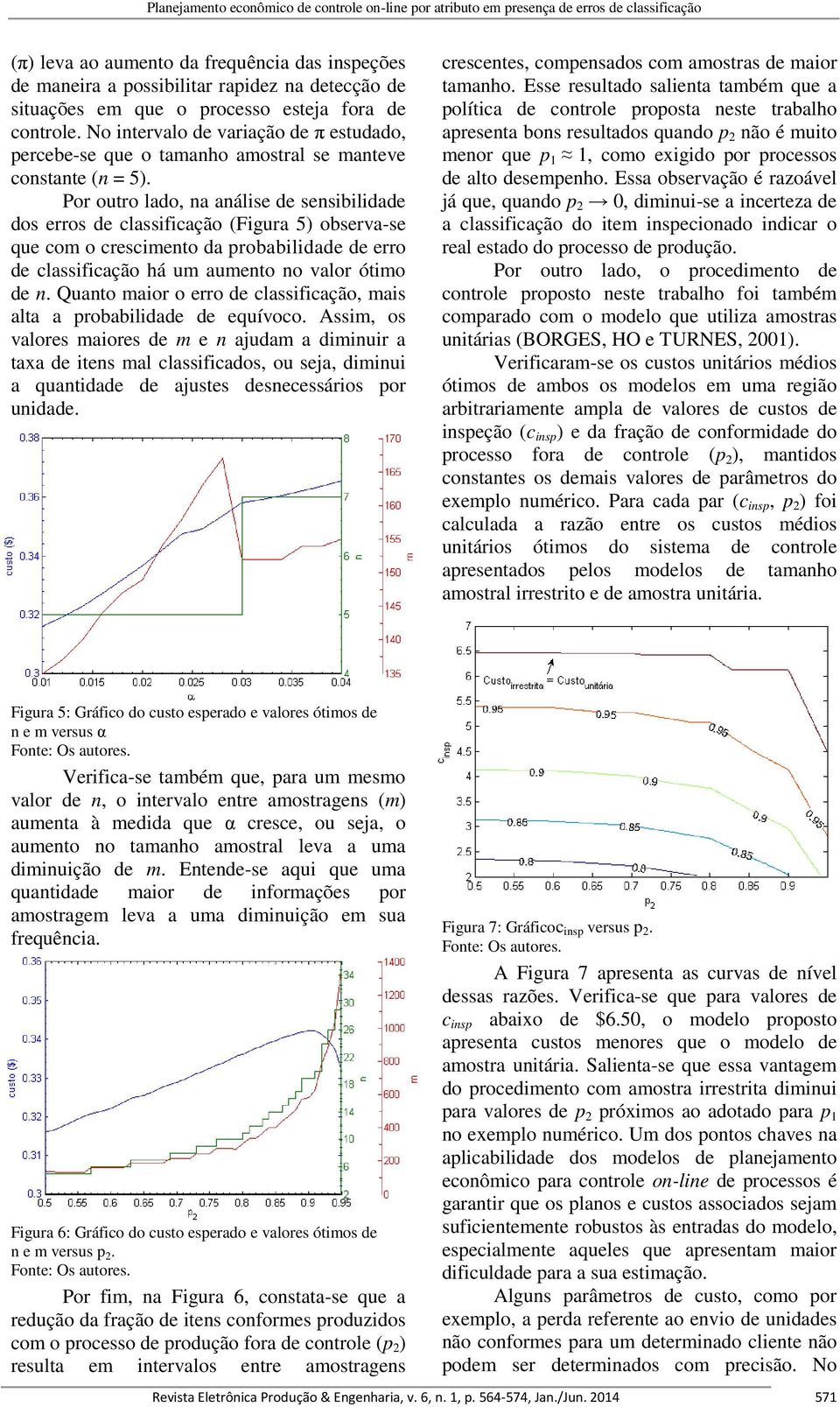 Por outro lado, na análise de sensibilidade dos erros de classificação sificação (Figura 5) observa-se que com o crescimento da probabilidade de erro de classificação há um aumento no valor ótimo de