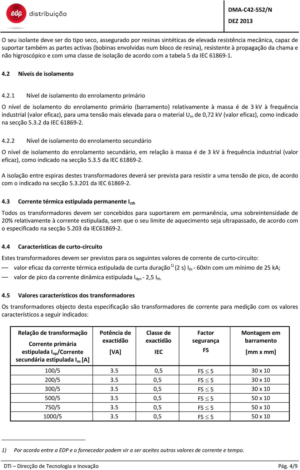 Níveis de isolamento 4.2.