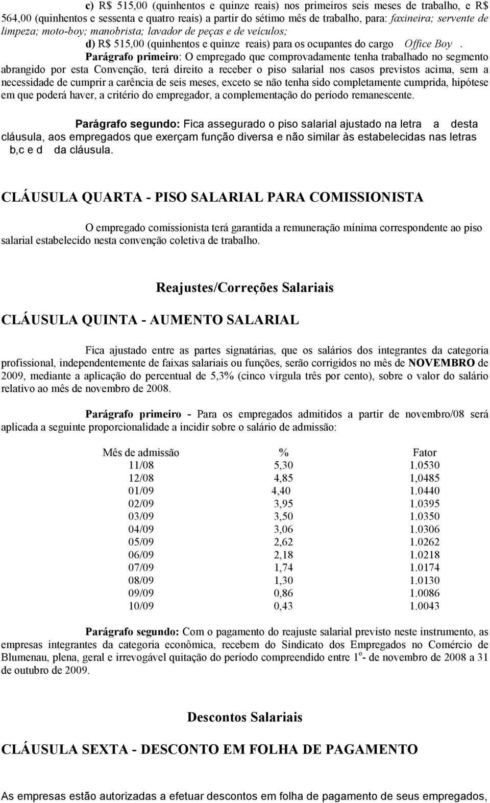 Parágrafo primeiro: O empregado que comprovadamente tenha trabalhado no segmento abrangido por esta Convenção, terá direito a receber o piso salarial nos casos previstos acima, sem a necessidade de