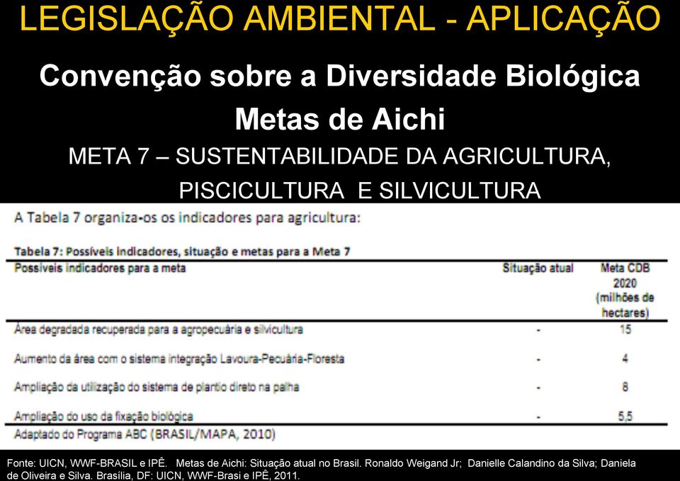 Metas de Aichi: Situação atual no Brasil.