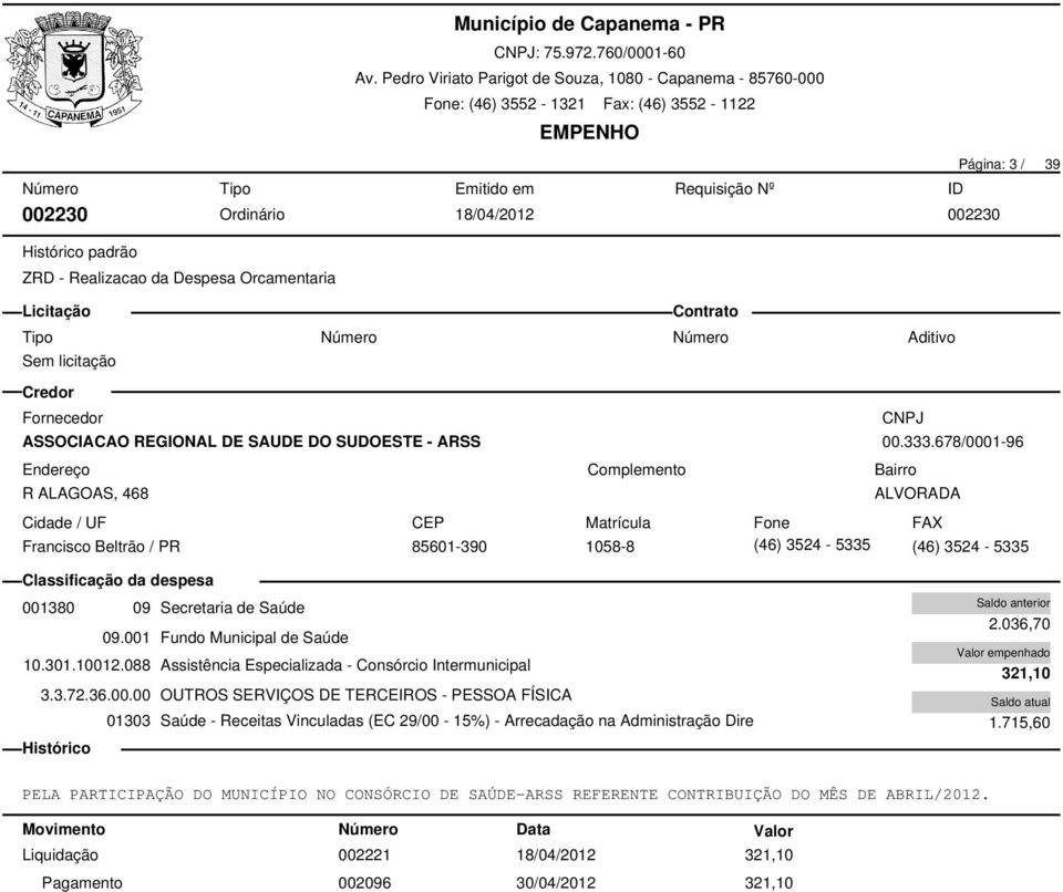 088 Assistência Especializada - Consórcio Intermunicipal 3.3.72.36.00.