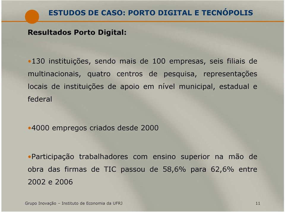 municipal, estadual e federal 4000 empregos criados desde 2000 Participação trabalhadores com ensino superior na mão