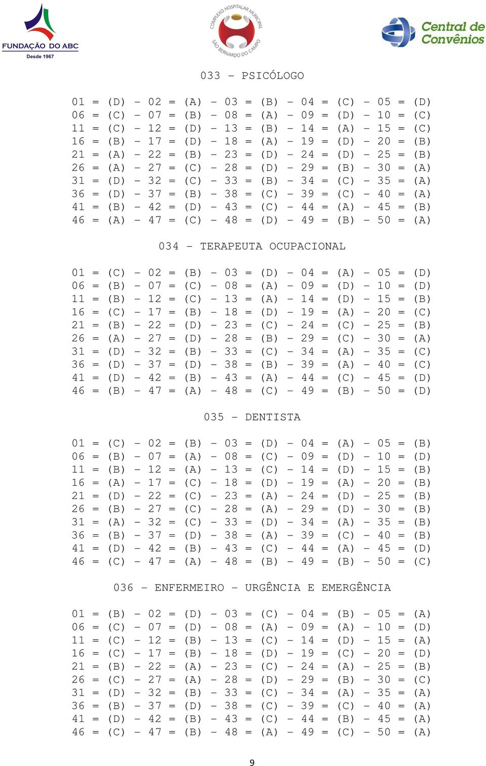 37 = (B) - 38 = (C) - 39 = (C) - 40 = (A) 41 = (B) - 42 = (D) - 43 = (C) - 44 = (A) - 45 = (B) 46 = (A) - 47 = (C) - 48 = (D) - 49 = (B) - 50 = (A) 034 - TERAPEUTA OCUPACIONAL 01 = (C) - 02 = (B) -