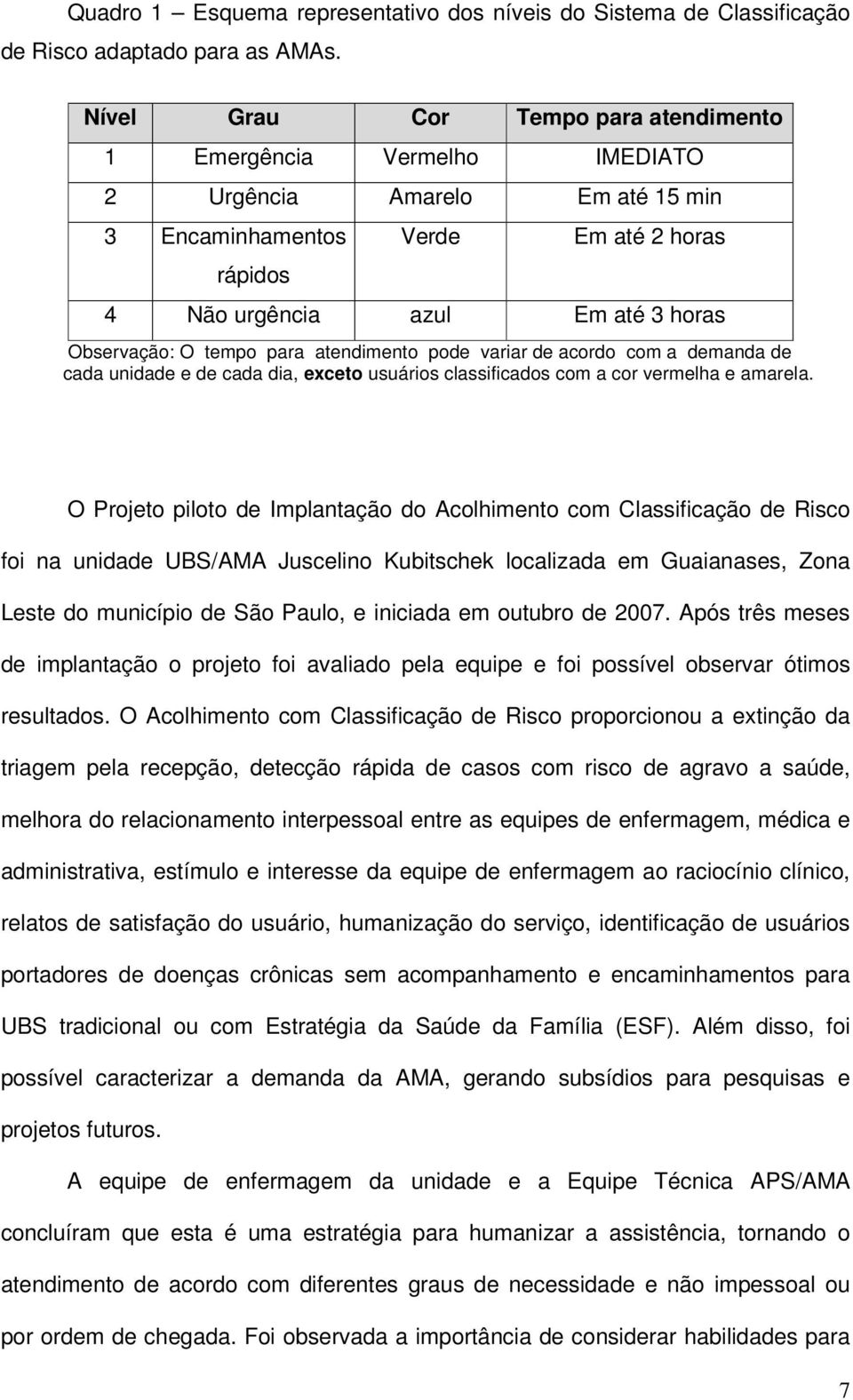 tempo para atendimento pode variar de acordo com a demanda de cada unidade e de cada dia, exceto usuários classificados com a cor vermelha e amarela.