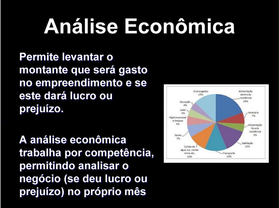 A análise econômica trabalha por competência, permitindo