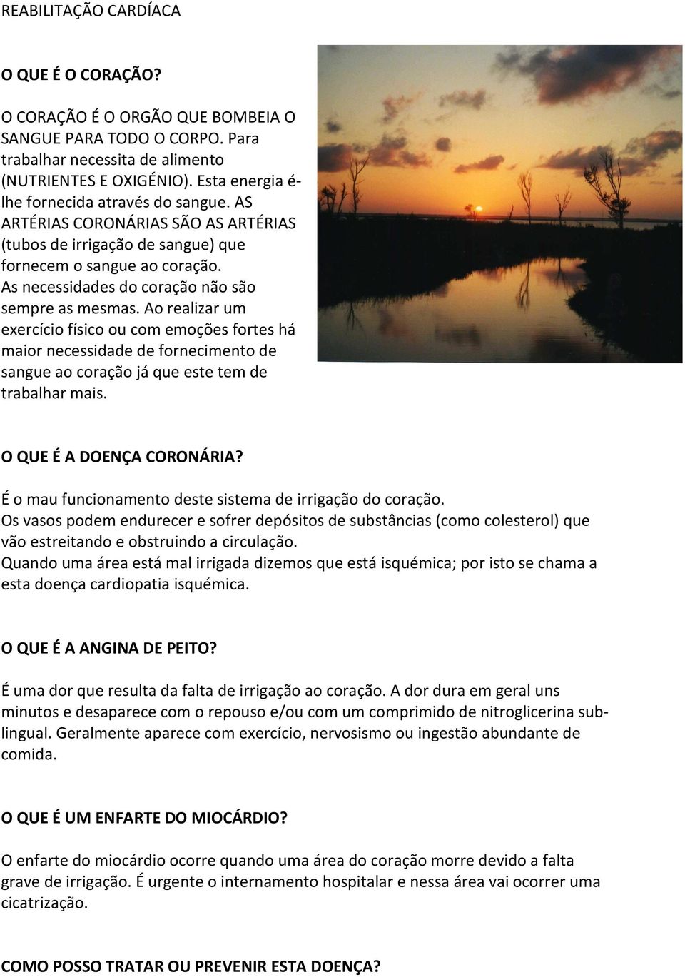 As necessidades do coração não são sempre as mesmas. Ao realizar um exercício físico ou com emoções fortes há maior necessidade de fornecimento de sangue ao coração já que este tem de trabalhar mais.