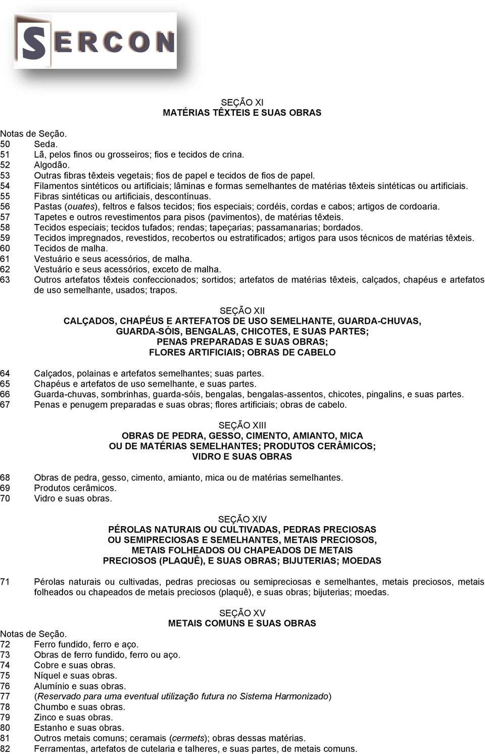 55 Fibras sintéticas ou artificiais, descontínuas. 56 Pastas (ouates), feltros e falsos tecidos; fios especiais; cordéis, cordas e cabos; artigos de cordoaria.