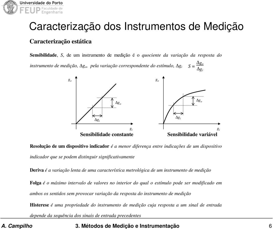 de um dispositivo indicador que se podem distinguir significativamente Deriva é a variação lenta de uma característica metrológica de um instrumento de medição Folga é o máximo intervalo de valores