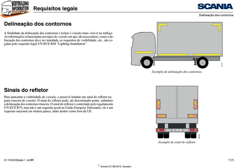 , são regidas pelo requisito legal UN-ECE R48 Lighting Installation. 356 364 Exemplo de delineação dos contornos.