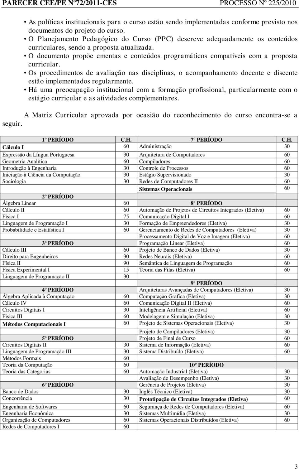 O documento propõe ementas e conteúdos programáticos compatíveis com a proposta curricular.